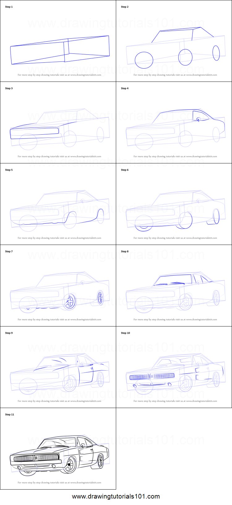 Read more about the article Simple Guide: Easy Step-By-Step Dodge Charger Drawing