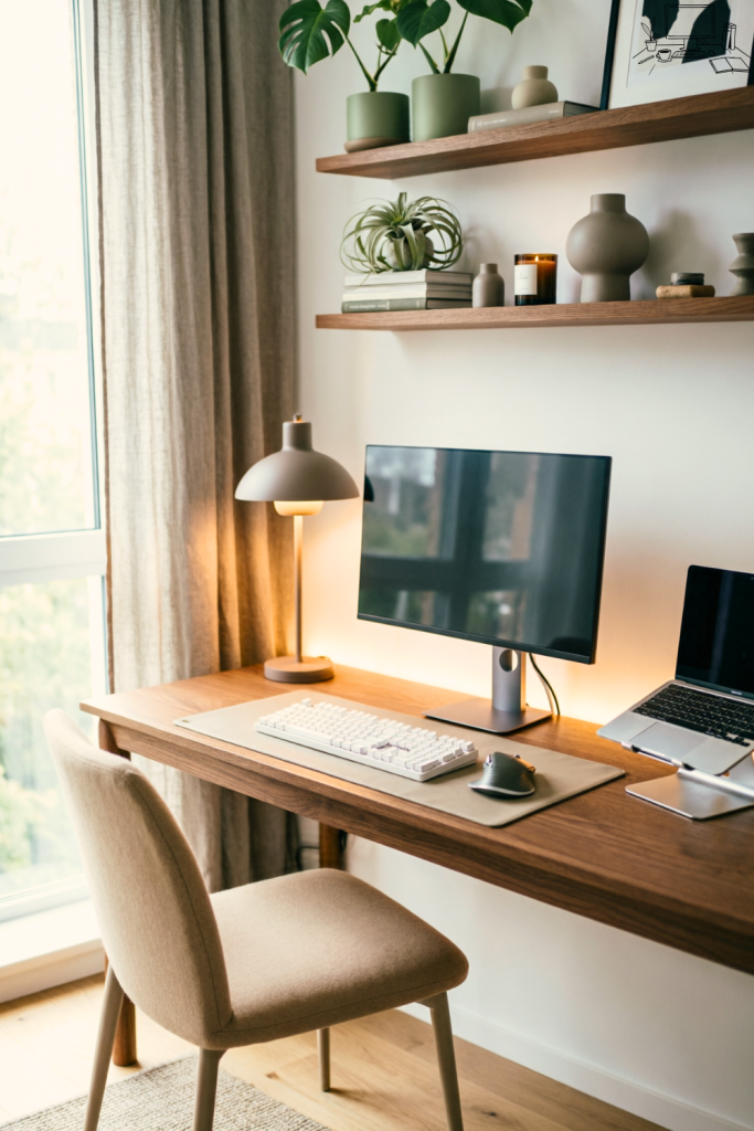 Aesthetic Minimalist Desk Setup For Small Spaces Ideas