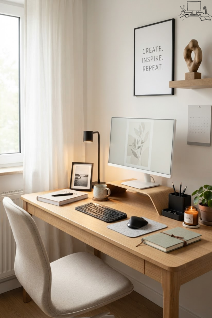 Aesthetic Minimalist Desk Setup For Small Spaces Ideas