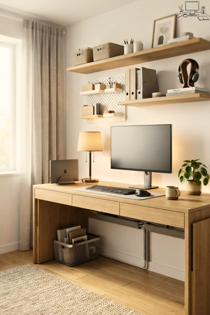 Aesthetic Minimalist Desk Setup For Small Spaces Ideas