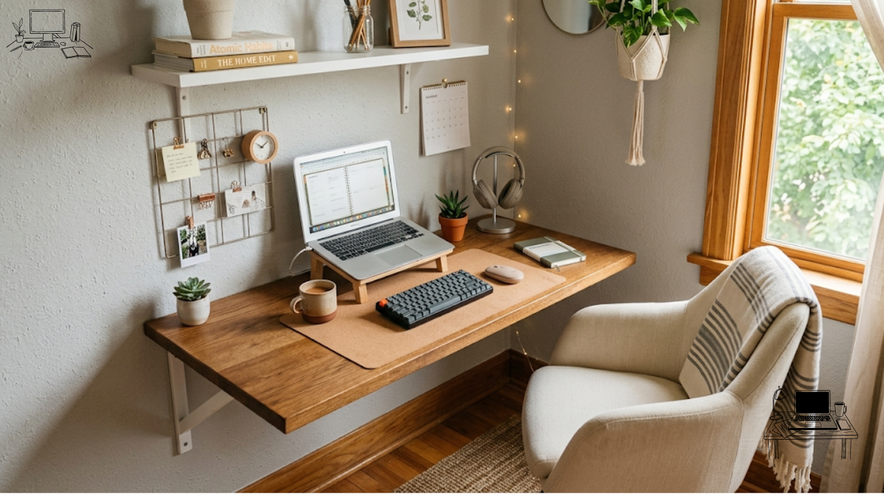 Small work office desk setup ideas for small spaces