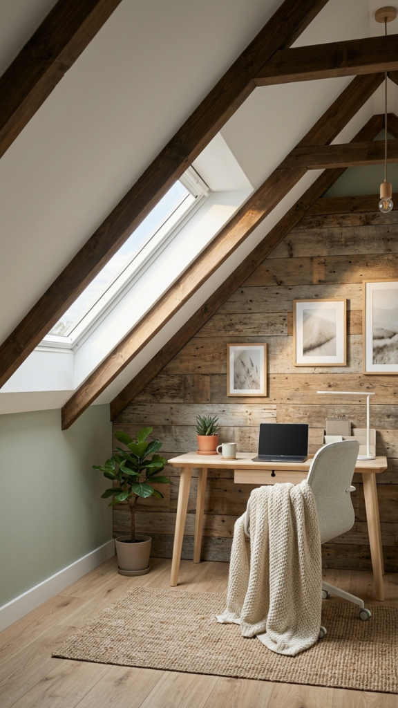 Attic Office Ideas Sloped Ceiling Cozy Workspace