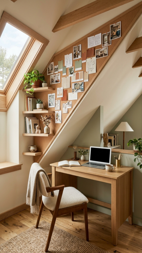 Attic Office Ideas Sloped Ceiling Cozy Workspace