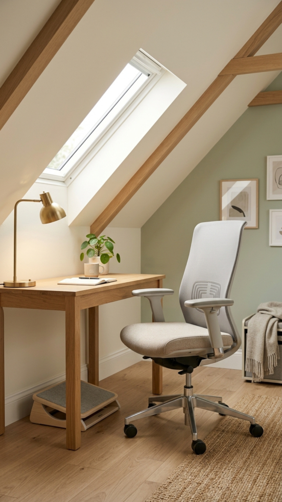 Attic Office Ideas Sloped Ceiling Cozy Workspace