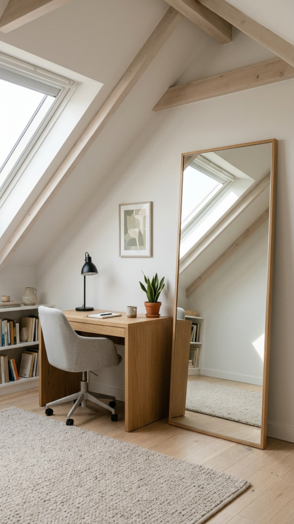 Attic Office Ideas Sloped Ceiling Cozy Workspace